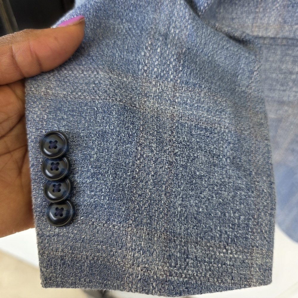 NWT Tommy Hilfiger Gene Men’s Blazer 46R Light Blue Plaid Sport Coat MSRP $295 - Picture 6 of 14